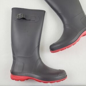 Kamik Olivia Rainboots Dark Grey With Coral Soles Women's Size 10